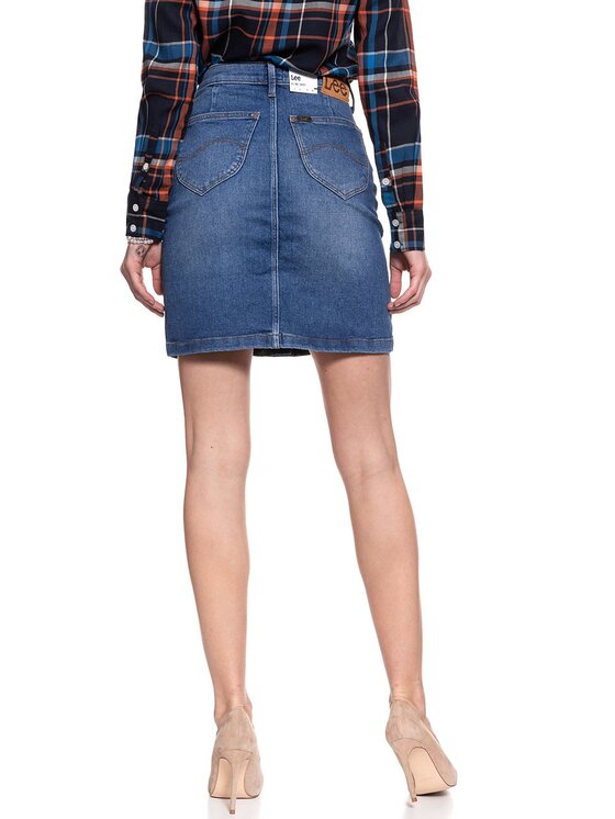 Lee Lee Spódnica mini A LINE SKIRT Niebieski Regular Fit