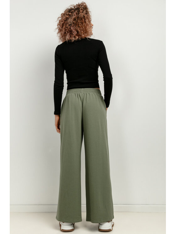 Tessita Tessita Spodnie dzianinowe T413/8/L Zielony Wide Leg