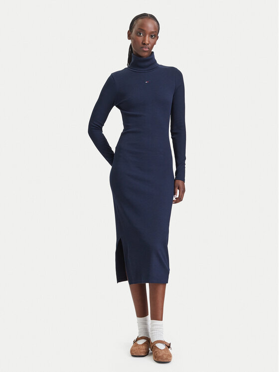 Tommy Jeans Tommy Jeans Плетена рокля Bodycon DW0DW23320 Тъмносин Slim Fit