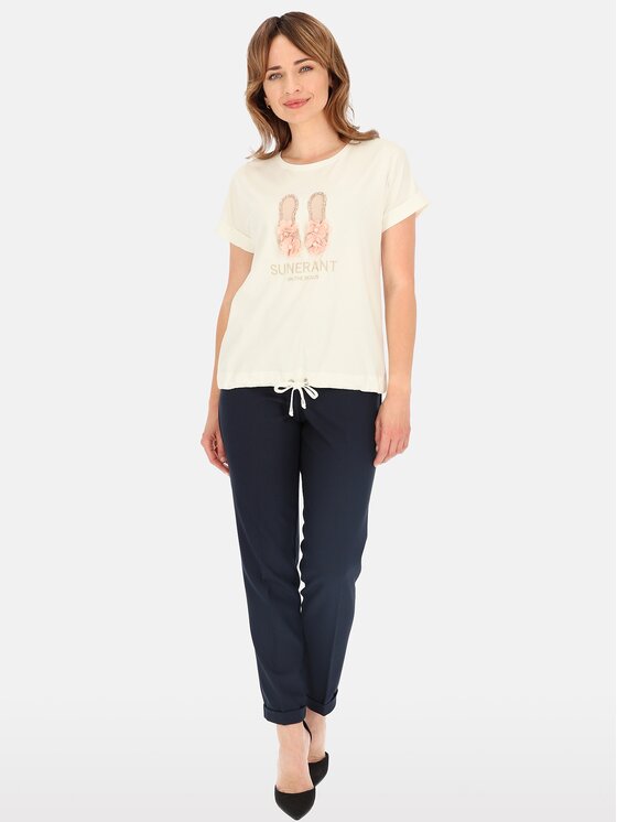 Perso Perso T-Shirt TCE249000F Écru Regular Fit