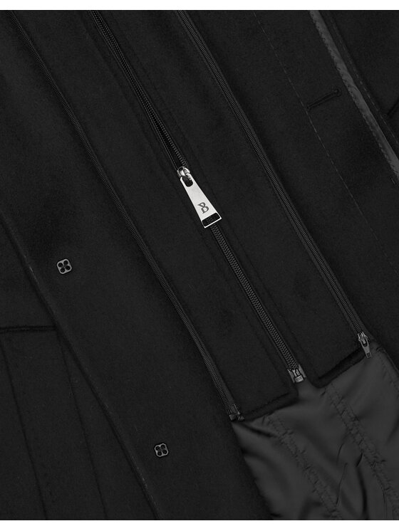 Borgio Borgio Płaszcz wełniany serre_c Czarny Slim Fit