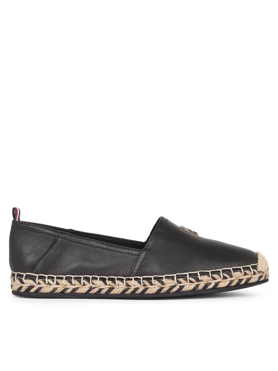 Tommy Hilfiger Tommy Hilfiger Espadrilės Th Leather Flat Espadrille FW0FW07720 Juoda