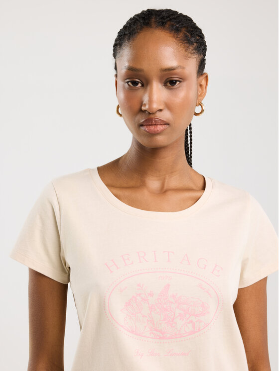 BIG STAR BIG STAR T-Shirt ALOTA Kremowy Basic Fit