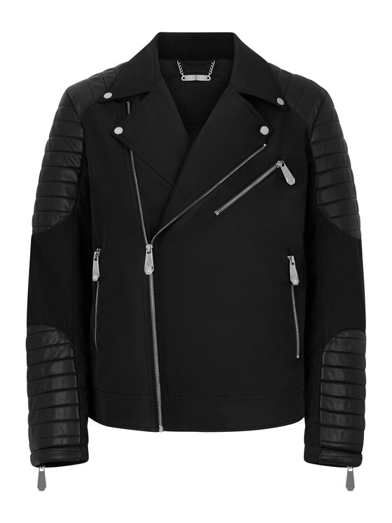 PHILIPP PLEIN PHILIPP PLEIN Chiodo di pelle 31474 Nero Regular Fit