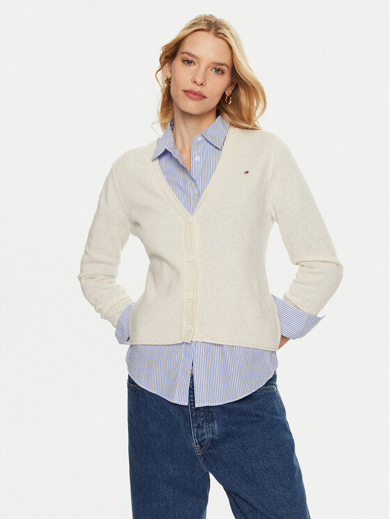 Dámský Kardigan Tommy Hilfiger, Velikost:XL, Barva: Béžová, WW0WW43092