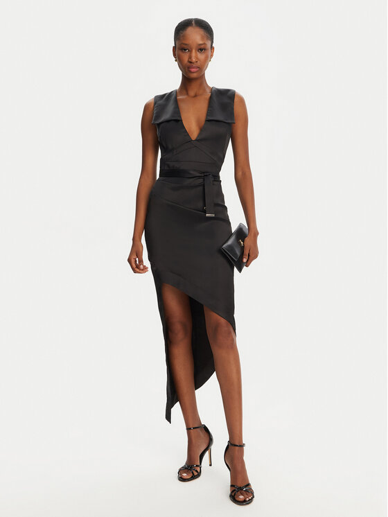 Babylon Babylon Kokteiļkleita E00741 Melns Slim Fit