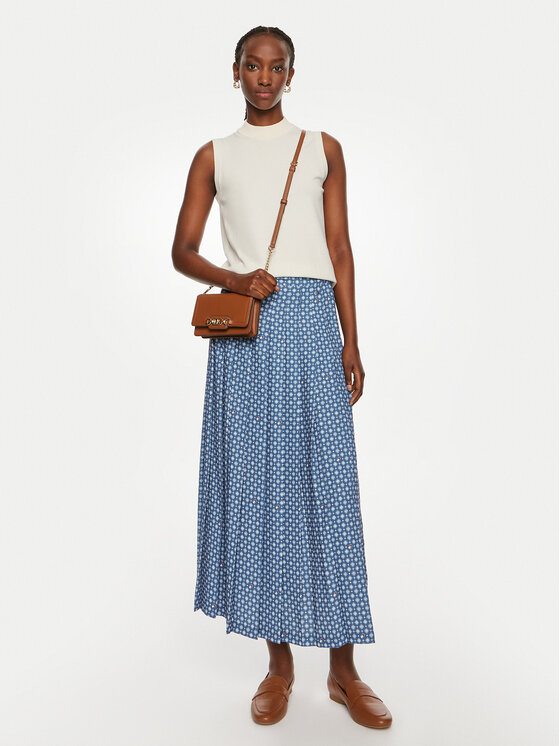 Tommy Hilfiger Tommy Hilfiger Plisuotas sijonas WW0WW42254 Mėlyna Regular Fit