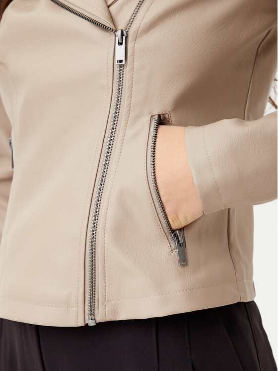 Noisy May Noisy May Jakna iz umetnega usnja Rebel 27000741 Bež Slim Fit