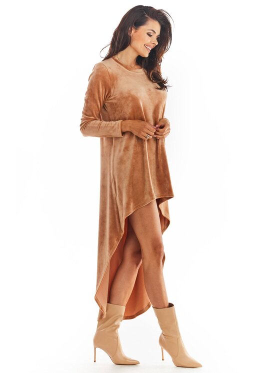 Awama Awama Vestito di maglia A379 Beige Basic Fit