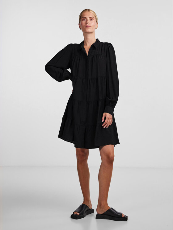 YAS YAS Φόρεμα πουκάμισο Pala 26030720 Μαύρο Loose Fit