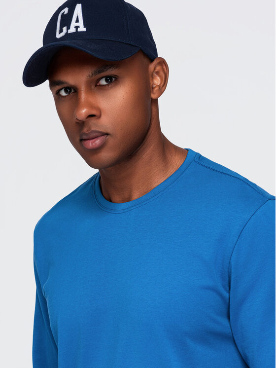 Ombre Ombre Longsleeve OM-LSBL-0142 Niebieski Regular Fit