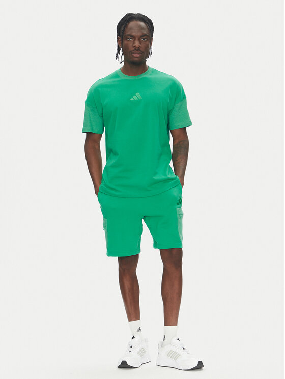 adidas adidas Sportske kratke hlače ALL SZN French Terry Colorblock JN9485 Zelena Regular Fit