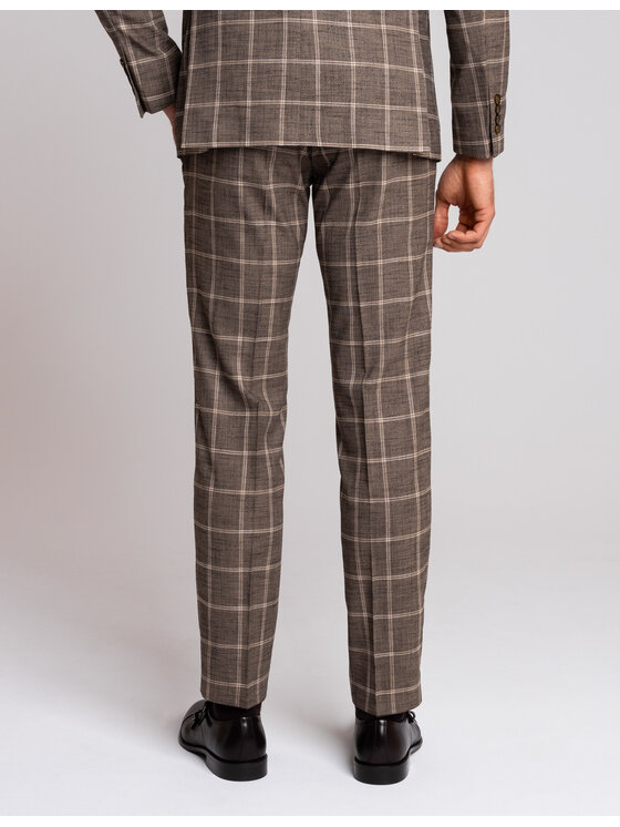 Borgio Borgio Spodnie garniturowe crissolo Brązowy Slim Fit