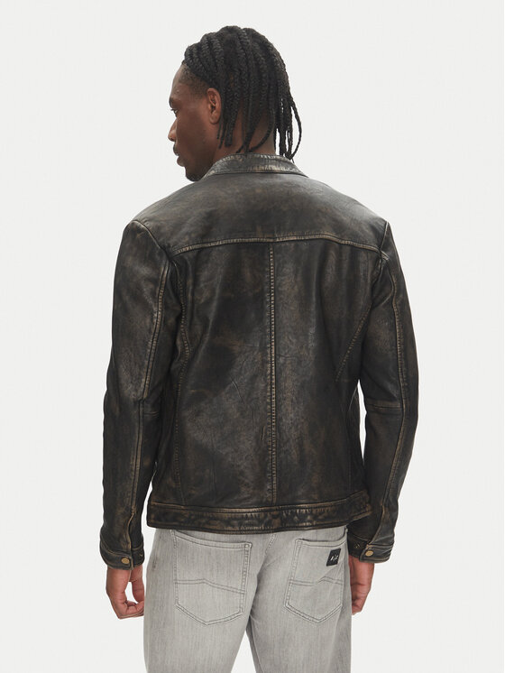 Serge Pariente Serge Pariente Nahkjope Retro Beež Slim Fit