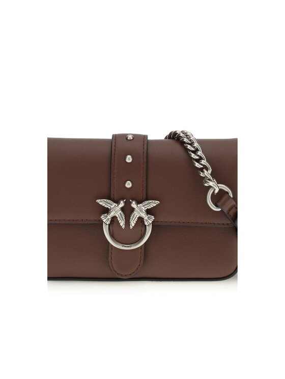 PINKO PINKO Borsetta Brown Calf Leather Bos Taurus Shoulder Marrone