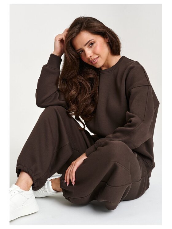 Makadamia Makadamia Dres M947 Brązowy Loose Fit