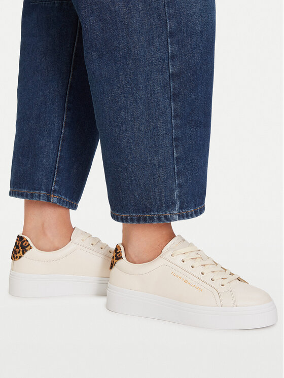 Tommy Hilfiger Tommy Hilfiger Sneakersy Th Feminine Platform Cheetah FW0FW09693 Beżowy jasny