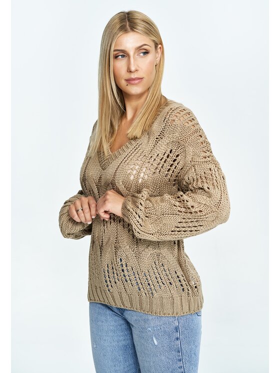 FIGL FIGL Sweter M910 Brązowy Oversize