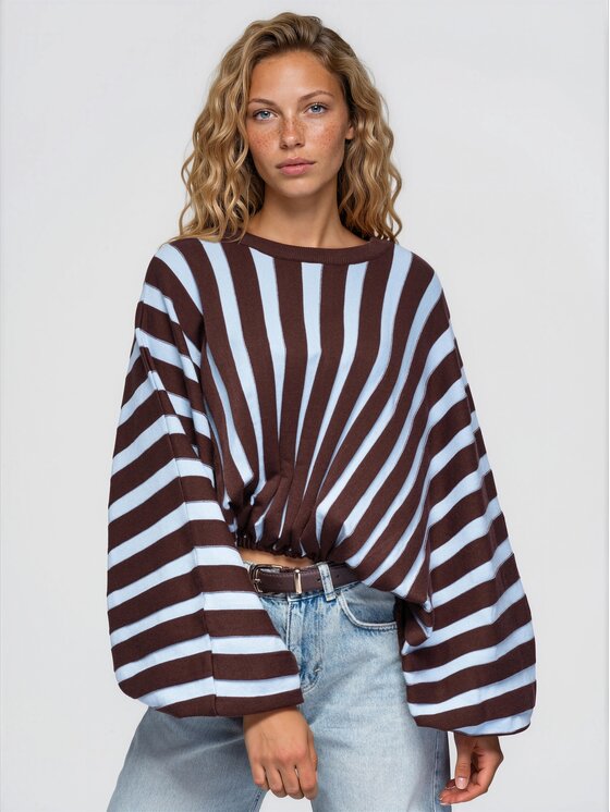 Ombre Ombre Sweter OW-SW-E0039 Niebieski Relaxed Fit