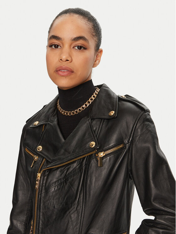 Just Cavalli Just Cavalli Geacă de piele 77PAVP08 Negru Loose Fit