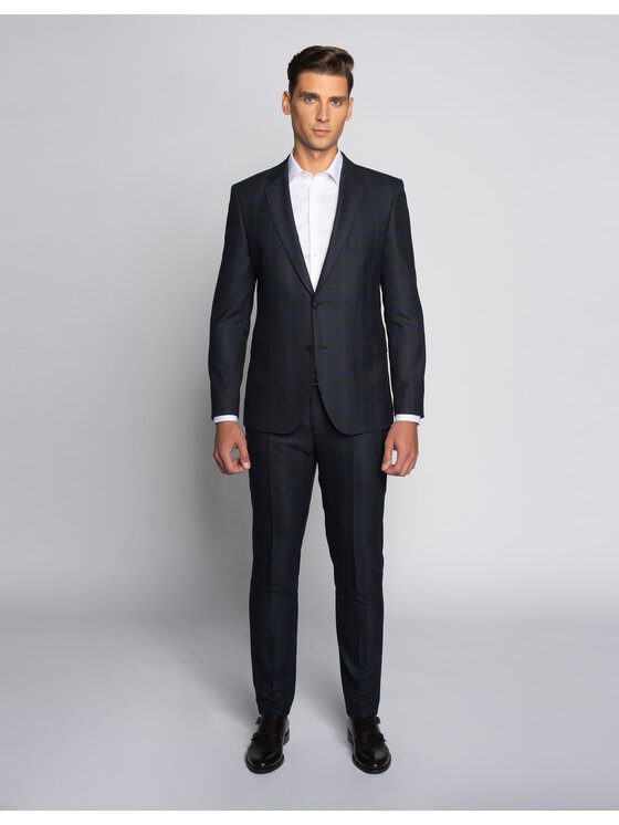 Borgio Borgio Spodnie garniturowe naro Granatowy Slim Fit
