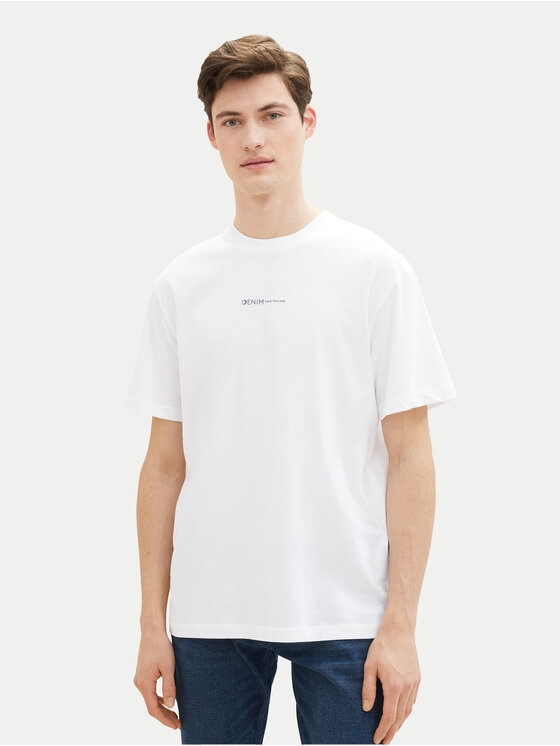 Tom Tailor Denim Tom Tailor Denim Marškinėliai 1040880 Balta Relaxed Fit