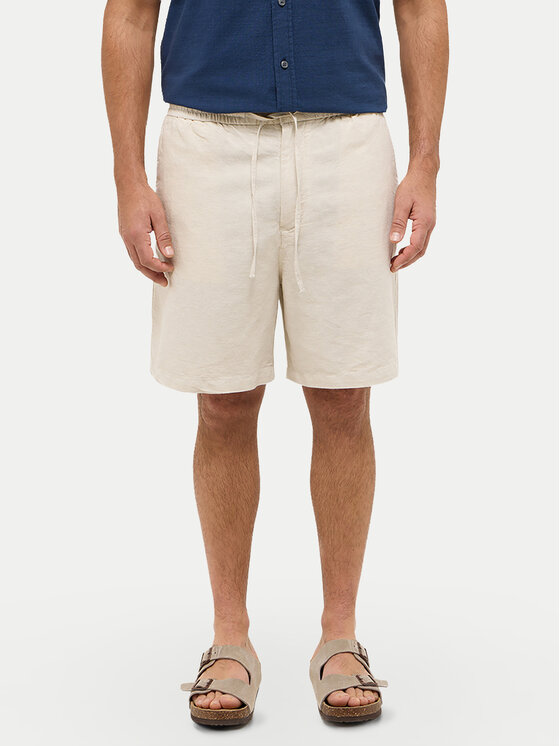 Mustang Mustang Stoffshorts Linen 1016459 Écru Loose Fit