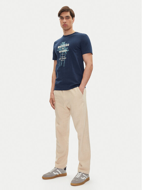 Mustang Mustang T-Shirt Austin 1016490 Granatowy Regular Fit