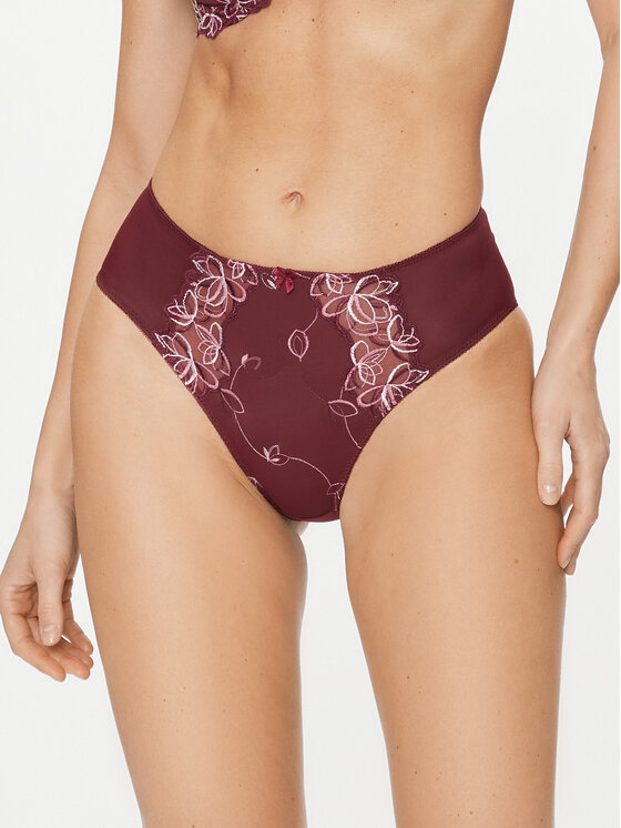 Hunkemöller Klasične Spodnje Hlačke Z Visokim Pasom Diva Rio H 203491 Bordo Rdeča