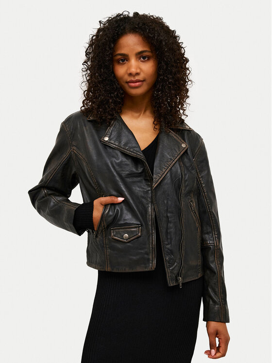 Kaffe Kaffe Шкіряна куртка Jane 10508826 Чорний Regular Fit