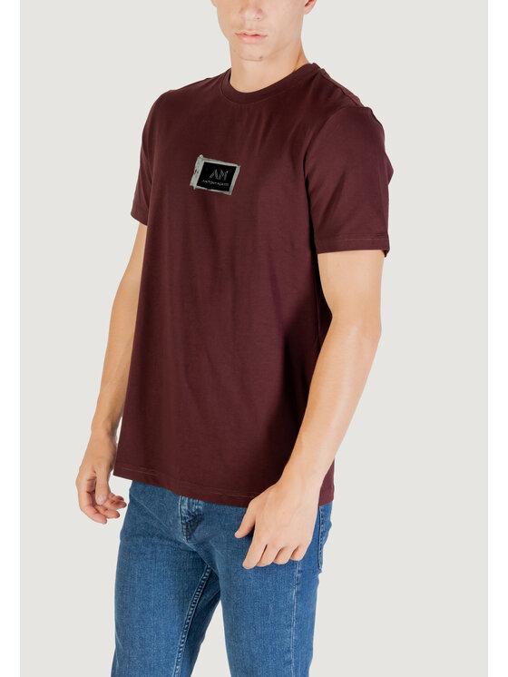 Antony Morato Antony Morato T-shirt STUTTGART REGULAR FIT WITH MATT PLASTIC AND FLOCK LOGO PRINT Bordeaux Regular Fit
