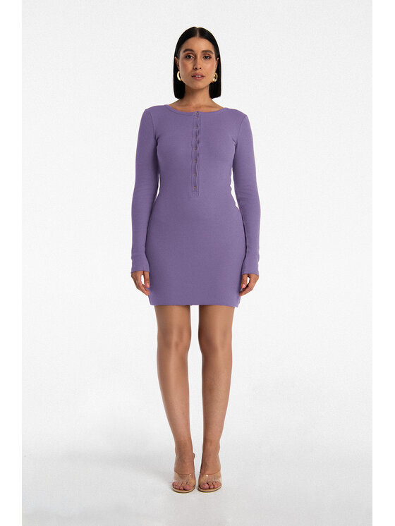 Nudyess Nudyess Vestito di maglia Isla mini z prążka Viola Fitted Fit