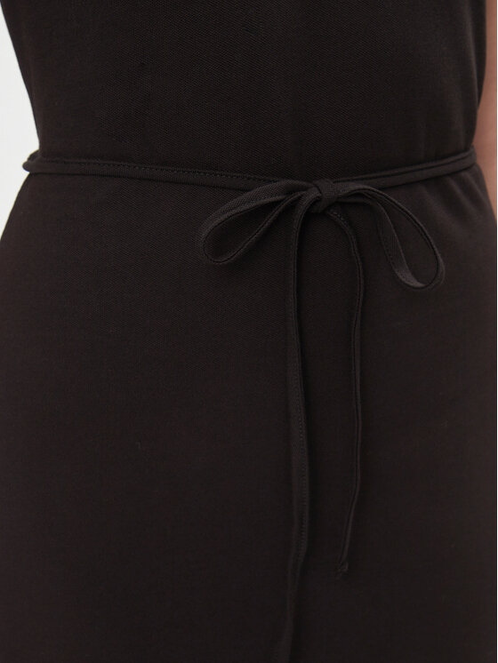Tommy Hilfiger Tommy Hilfiger Ежедневна рокля Reg Breton Midi Polo Dress Ss WW0WW42030 Черен Regular Fit