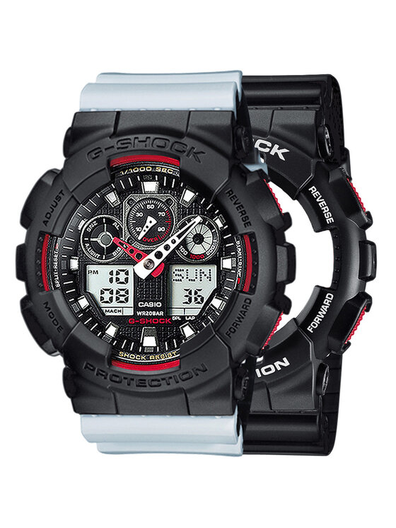 Casio Casio Zegarek SET GA-100-1A4ER + BEZEL 10358741 + PASEK 10527469 Biały