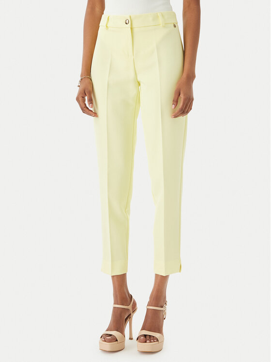Maryley Maryley Kalhoty z materiálu 26EB52Z/43LE Světle žlutá Regular Fit