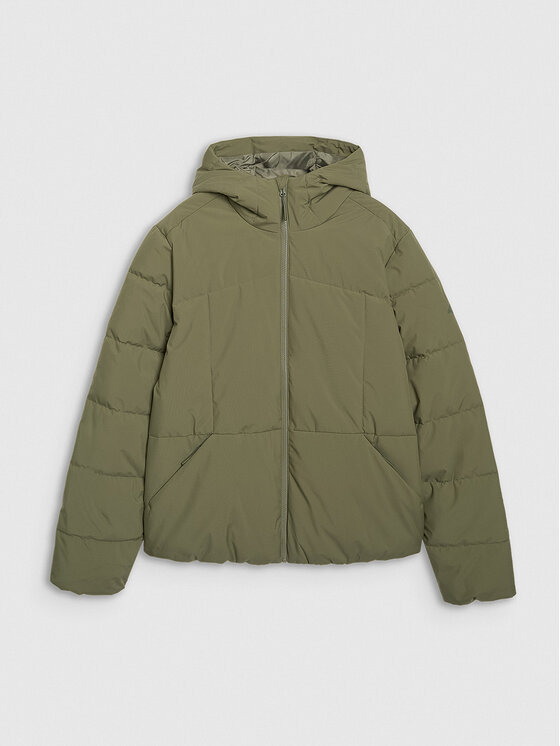 4F 4F Kurtka puchowa URBAN COMMUTER Khaki Regular Fit