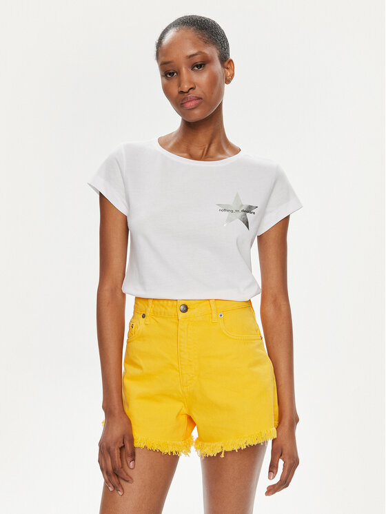 Sisley Sisley T-shirt 3I1XL100Y Bijela Slim Fit