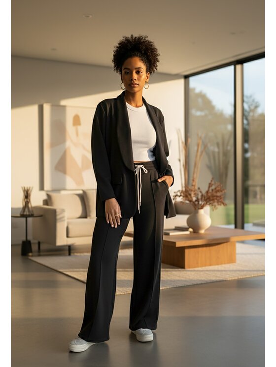 FIGL FIGL Komplet marynarka i spodnie materiałowe M1254 Czarny Regular Fit