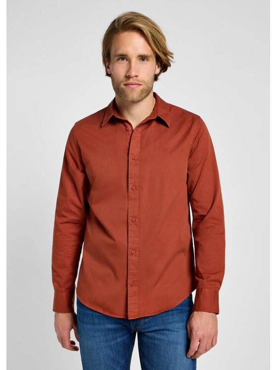 Lee Lee Koszula PATCH SHIRT Czerwony Regular Fit