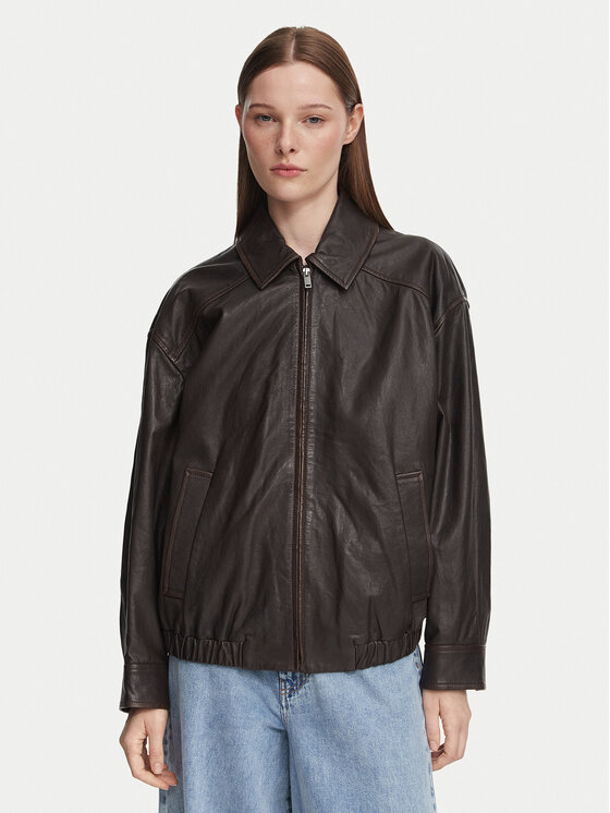 Weekend Max Mara Usnjena jakna Cose 2625446041 Temno rjava Regular Fit