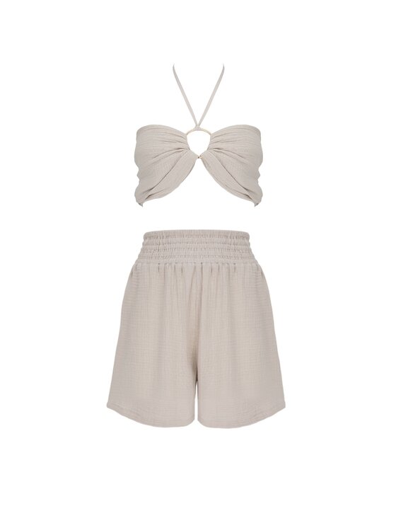 MAI MAI Szorty materiałowe LISA Beżowy Feminine Fit