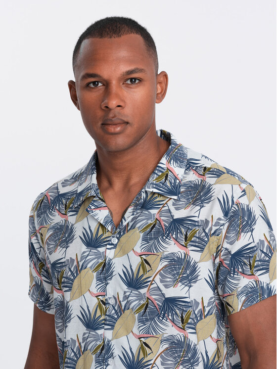 Ombre Ombre Koszula OM-SHPS-0113 Biały Regular Fit