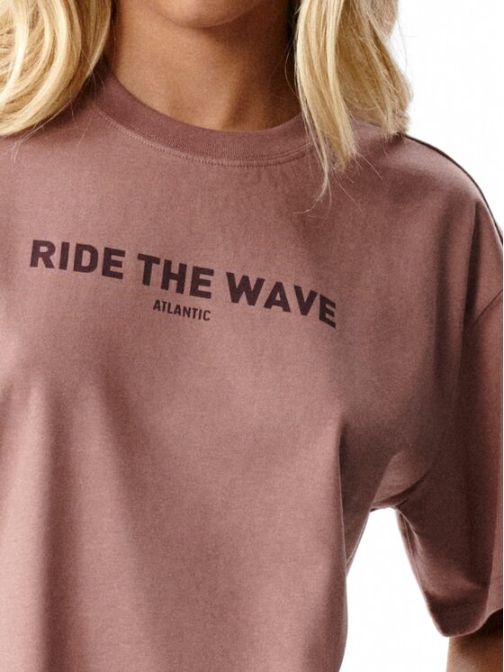 Atlantic Atlantic Piżama Ride the Wave Peach Effect Bordowy Regular Fit