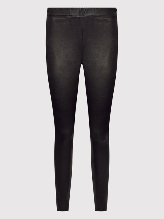 Notes Du Nord Notes Du Nord Spodnie skórzane Mio 11260 Czarny Slim Fit