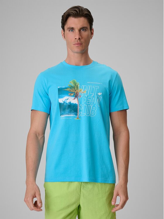 4F 4F T-Shirt 4FRSS26TTSHM4303-33S Niebieski Regular Fit