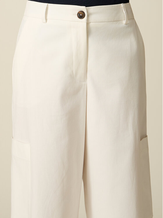 Oltre Oltre Spodnie materiałowe P744R008878N011 Biały Baggy Fit