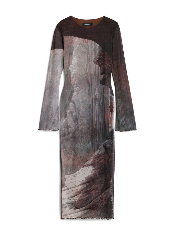 Desigual Desigual Každodenné šaty Abyss Lacroix 25WWVK01 Hnedá Slim Fit