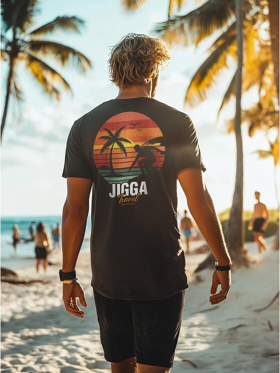Jigga Wear Jigga Wear T-Shirt Koszulka Z Krótkim Rękawem Męska Czarna Jigga Wear Surfer M Czarny Regular Fit