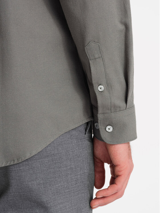 Ombre Ombre Koszula OM-SHCS-0148 Khaki Regular Fit