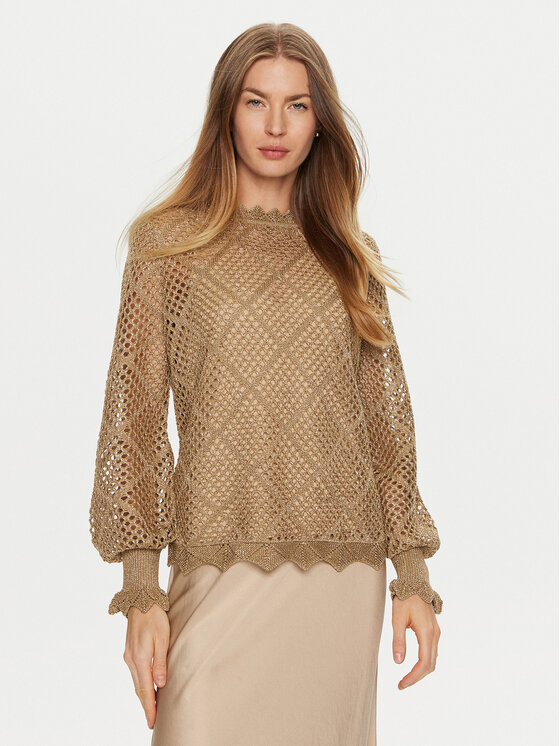 TWINSET Sweter 241TP3121 Brązowy Regular Fit